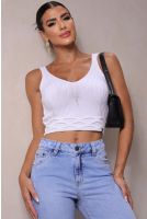 Regata Cropped De Tricot Detalhe Texturado Feminina Revanche Laroya BRANCO