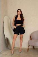 Conjunto Colete e Shorts De Alfaiataria Feminino Revanche Piratini PRETO