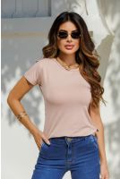 Blusa Baby Look Basica Manga Curta Feminina Revanche Sylfaenol CÁQUI