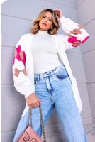 Blusa cardigan com manga detalhada feminina Revanche Rajec BRANCO