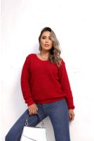 Blusa Ampla De Tricot Manga Longa Feminina Revanche Albatana BORDO