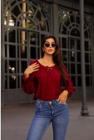 Blusa Ampla Manga Bufante Feminina Revanche Guissona MARSALA