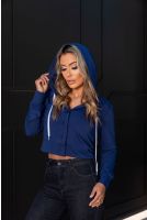 Blusa Com Botões e Capuz Feminino Revanche Dubai AZUL MARINHO