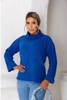 Blusa de Tricot Ampla Com Punho Dobrado Feminina Revanche Kampot AZUL ROYAL