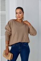 Blusa de Tricot Com Detalhes de Trança Feminina Revanche Jizan Caqui