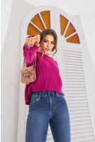 Blusa de Tricot Com Detalhes de Trança Feminina Revanche Jizan Fúcsia