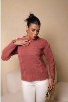 Blusa De Tricot Manga Longa Feminina Revanche Cracóvia ROSA QUEIMADO