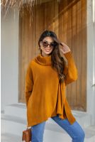 Blusa Poncho De Tricot Gola Alta Feminina Revanche Calama OCRE