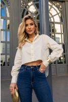 Camisa Cropped Costas Alongada Feminina Revanche Jaquirana OFF WHITE