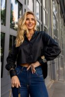 Camisa Cropped Costas Alongada Feminina Revanche Jaquirana PRETO