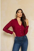 Camisa De Viscose Decote V Feminina Revanche Bobadilla MARSALA