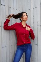 Camisa Lisa Com Bolso Frontal Feminina Revanche Candelária MARSALA