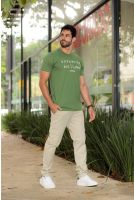 Camiseta Básica Bordada Masculino Revanche Tenes VERDE MILITAR