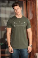 Camiseta Decote Careca Estampada Masculino Revanche Malagón VERDE MUSGO