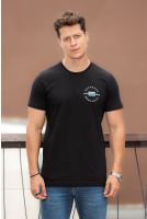 Camiseta Decote Careca Estampada Masculino Revanche Relvado PRETO