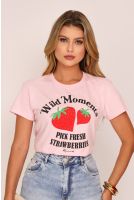 Camiseta Estampada Wild Moments Feminina Revanche Barranca ROSA BEBE