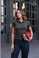 Camiseta Polo Bordado Feminina Revanche Gaurama VERDE MUSGO