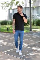 Camiseta Polo Bordado Com Elastano Masculino Revanche Durazno PRETO