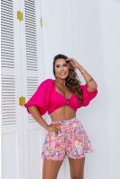 Cropped Manga Princesa E Argola Feminino Revanche Pattison PINK