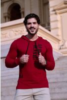 Camiseta Masculino Estampada Com Capuz Masculina Revanche BORDO