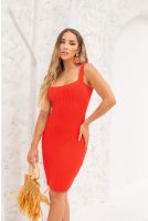 Vestido Tricot Decote Quadrado Feminino Revanche Salamanca CORAL