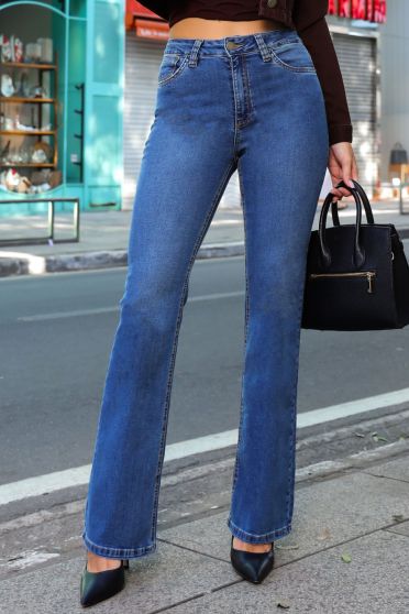 Calça Jeans Flare Cintura Alta Feminina Revanche Gironella Azul