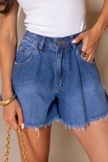 Shorts Jeans Atacado Godê Feminino Revanche Celia Azul