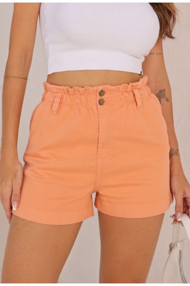 Shorts Color Com Elastico No Cós Feminino Revanche Tavira LARANJA CLARO