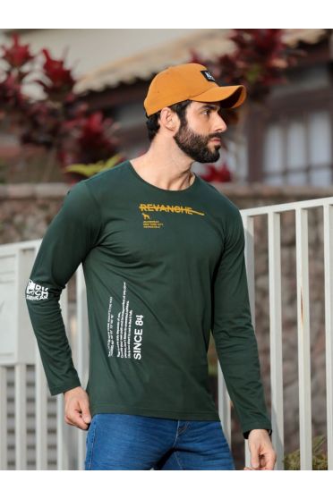 Camiseta Manga Longa Estampada Masculino Revanche Lapão VERDE BURITI