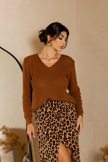 Blusa Ampla De Tricot Manga Longa Feminina Revanche Albatana CÁQUI