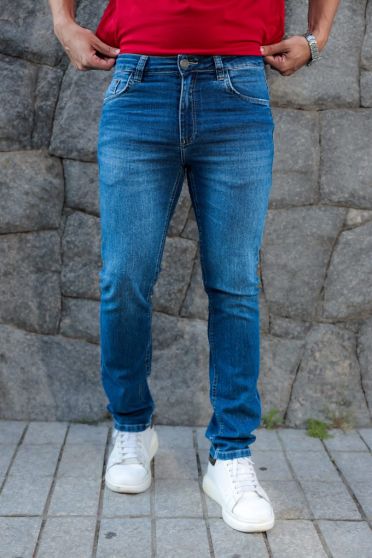 Calça Jeans Regular Com Elástano Masculina Revanche Barnaul Azul