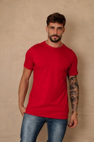 Camiseta básica gola cruzada masculina Revanche Colimes  BORDO