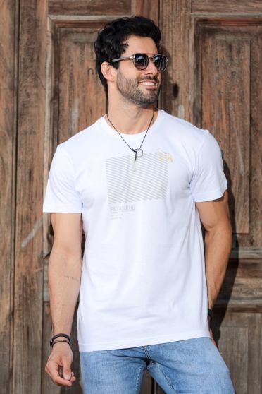 Camiseta Estampada Masculina Revanche Bolívar BRANCO