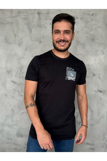 Camiseta Estampada Atacado Masculino Revanche Bijnor PRETO