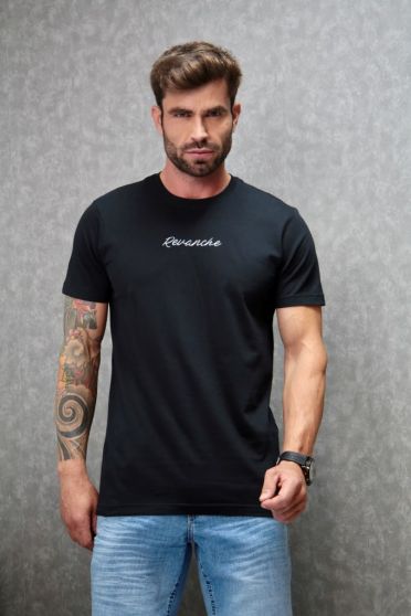 Camiseta Estampada Com Decote Careca Masculino Revanche Samsun PRETO