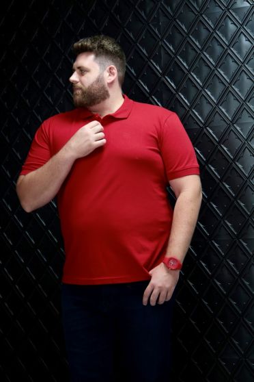 Camiseta Polo Bordado Plus Size Masculino Revanche Conde BORDO