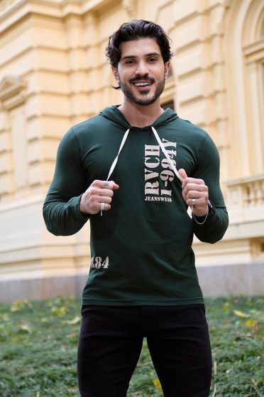 Camiseta Masculino Estampada Com Capuz Masculina Revanche VERDE BURITI