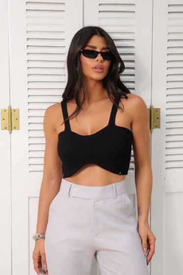 Regata Cropped Tricot Feminino Revanche Candaar PRETO