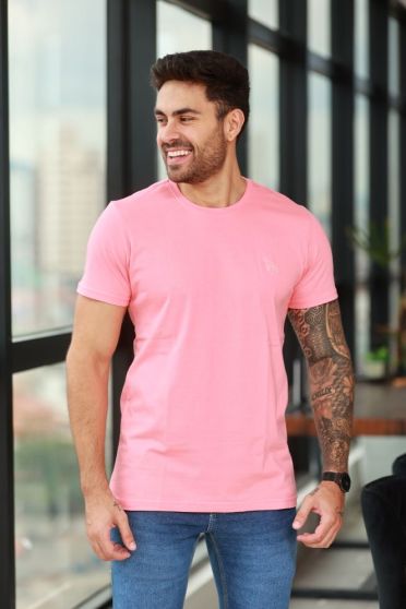 Camiseta Basica Masculino Revanche Foggia ROSA FLAMINGO