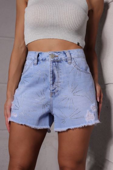 Shorts Jeans Boyfriend Feminino Revanche Quigoma Azul